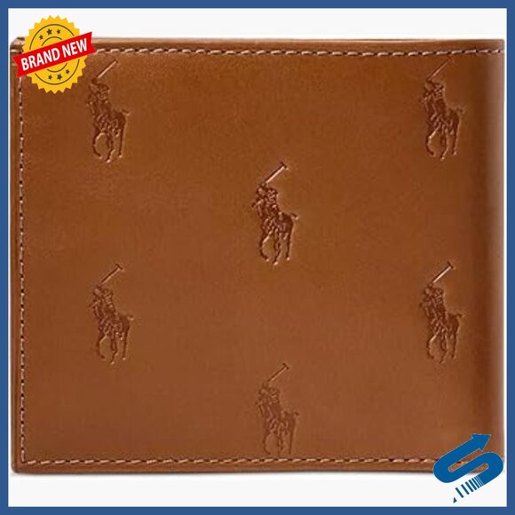 Leather Billfold Wallet with Allover Pony Design 8 Card Slots